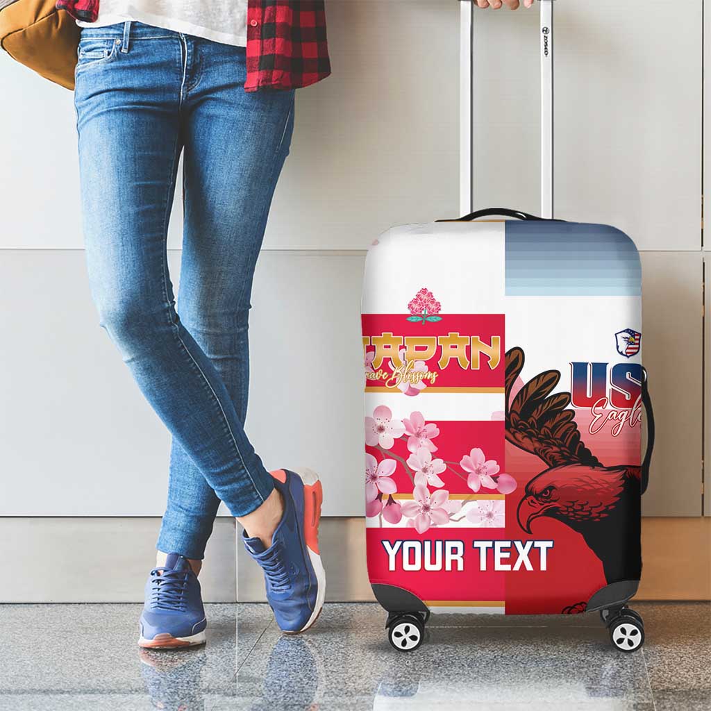 USA and Japan Rugby Custom Luggage Cover Eagles Brave Blossoms Together Pacific - Wonder Print Shop