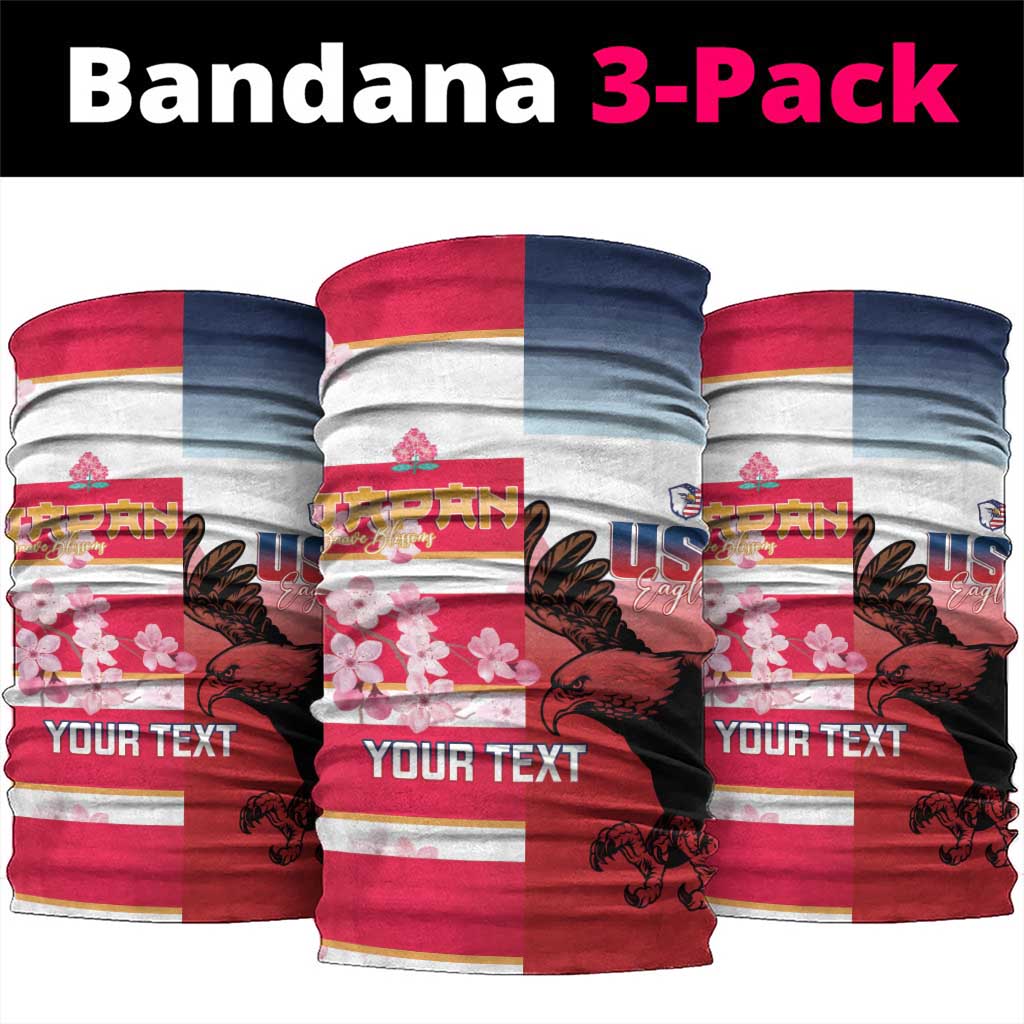 USA and Japan Rugby Custom Neck Gaiter Eagles Brave Blossoms Together Pacific - Wonder Print Shop