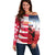 USA and Japan Rugby Custom Off Shoulder Sweater Eagles Brave Blossoms Together Pacific - Wonder Print Shop