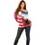 USA and Japan Rugby Custom Off Shoulder Sweater Eagles Brave Blossoms Together Pacific - Wonder Print Shop
