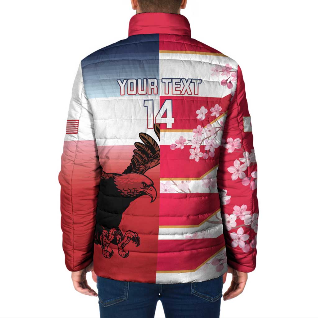USA and Japan Rugby Custom Padded Jacket Eagles Brave Blossoms Together Pacific - Wonder Print Shop