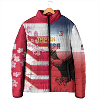USA and Japan Rugby Custom Padded Jacket Eagles Brave Blossoms Together Pacific - Wonder Print Shop