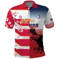 USA and Japan Rugby Custom Polo Shirt Eagles Brave Blossoms Together Pacific - Wonder Print Shop
