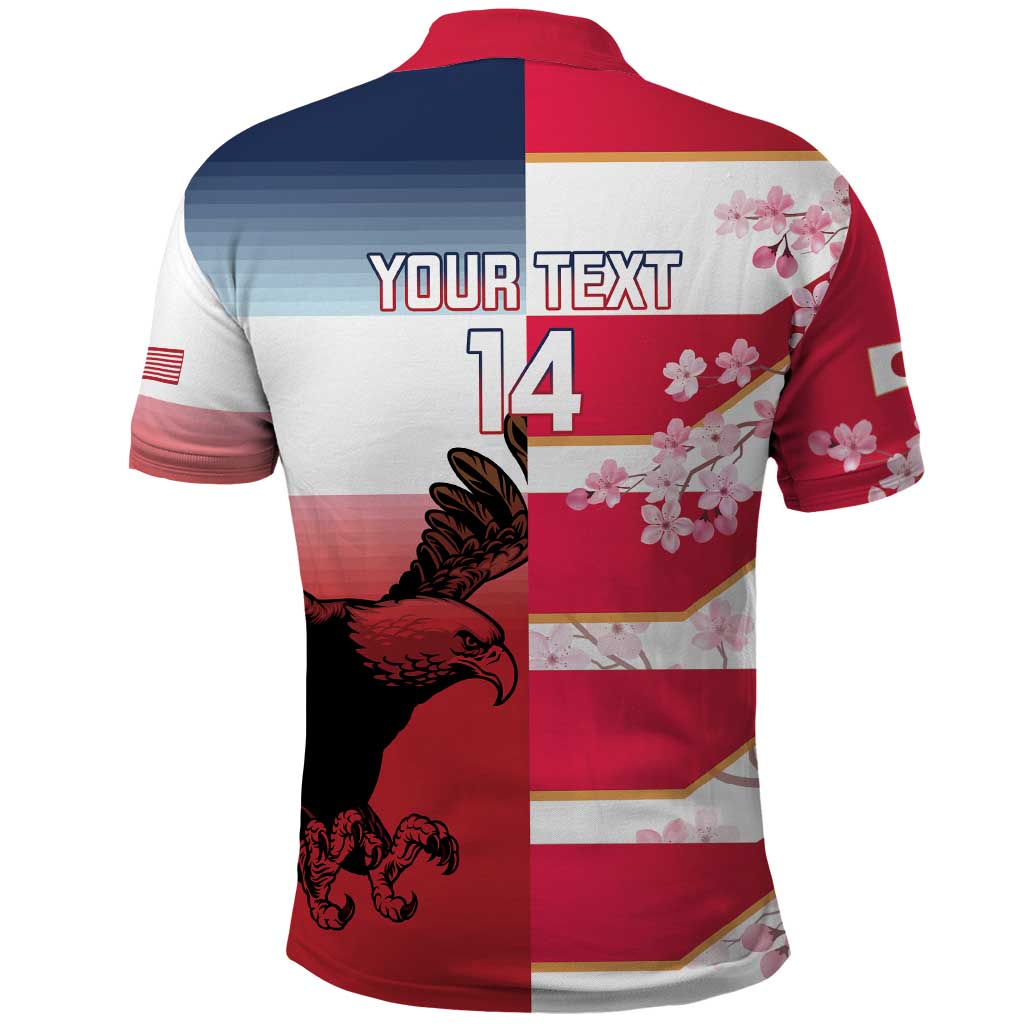 USA and Japan Rugby Custom Polo Shirt Eagles Brave Blossoms Together Pacific - Wonder Print Shop