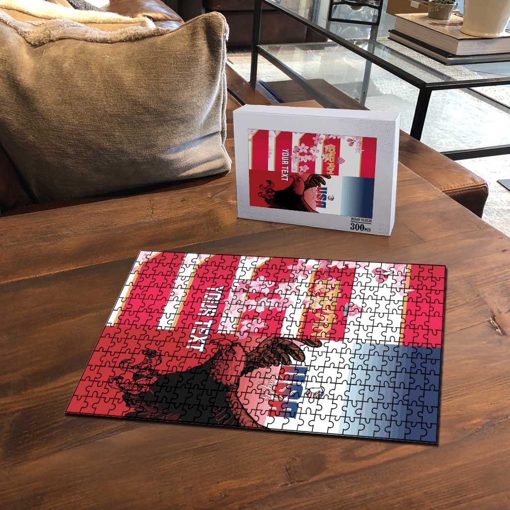 USA and Japan Rugby Custom Puzzle Eagles Brave Blossoms Together Pacific - Wonder Print Shop