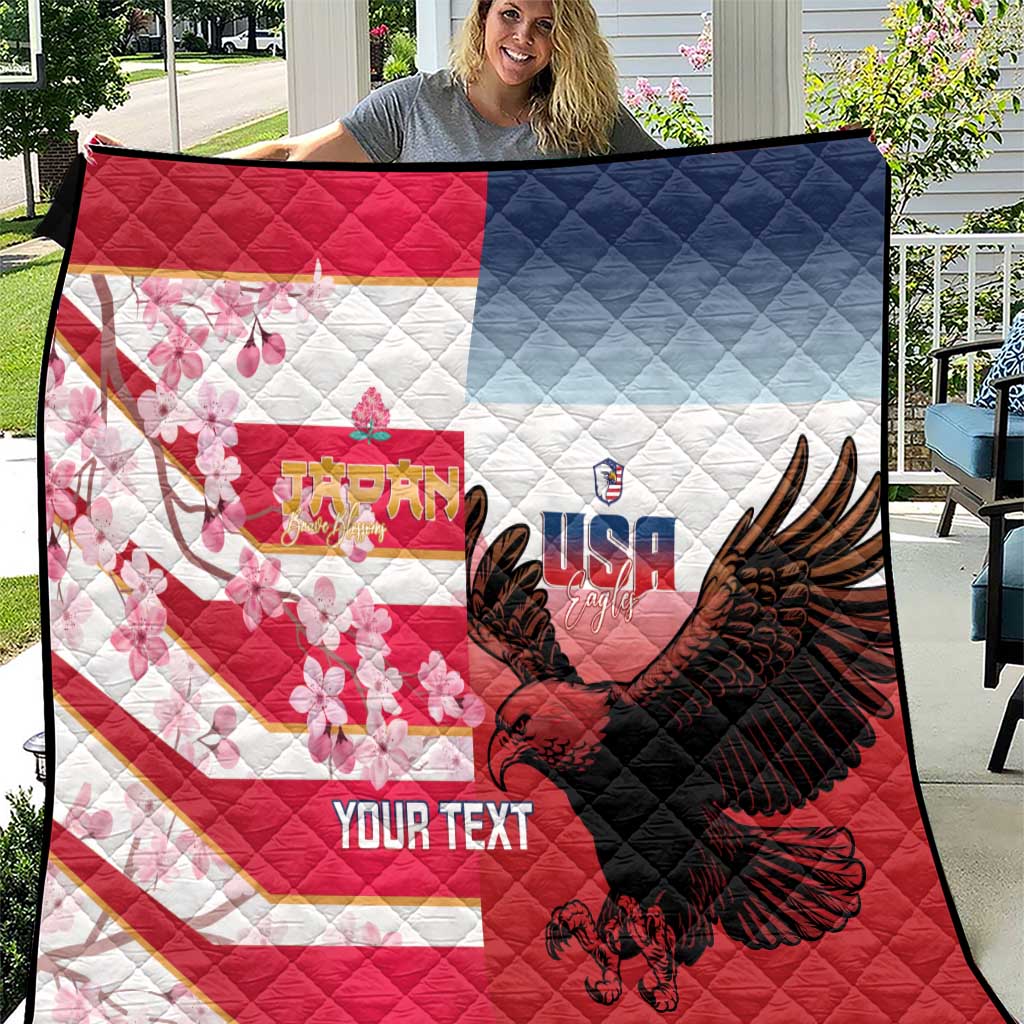 USA and Japan Rugby Custom Quilt Eagles Brave Blossoms Together Pacific - Wonder Print Shop