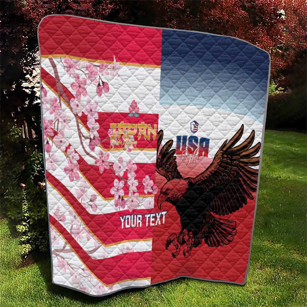 USA and Japan Rugby Custom Quilt Eagles Brave Blossoms Together Pacific - Wonder Print Shop