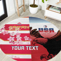USA and Japan Rugby Custom Round Carpet Eagles Brave Blossoms Together Pacific - Wonder Print Shop