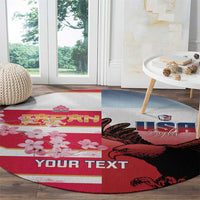 USA and Japan Rugby Custom Round Carpet Eagles Brave Blossoms Together Pacific - Wonder Print Shop