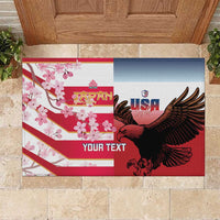 USA and Japan Rugby Custom Rubber Doormat Eagles Brave Blossoms Together Pacific - Wonder Print Shop
