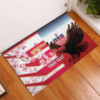 USA and Japan Rugby Custom Rubber Doormat Eagles Brave Blossoms Together Pacific - Wonder Print Shop