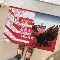 USA and Japan Rugby Custom Rubber Doormat Eagles Brave Blossoms Together Pacific - Wonder Print Shop