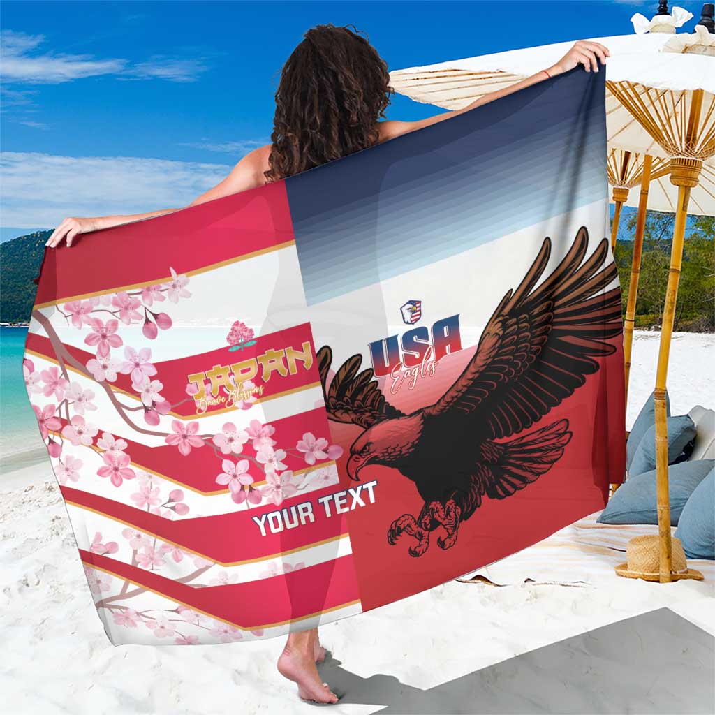 USA and Japan Rugby Custom Sarong Eagles Brave Blossoms Together Pacific - Wonder Print Shop