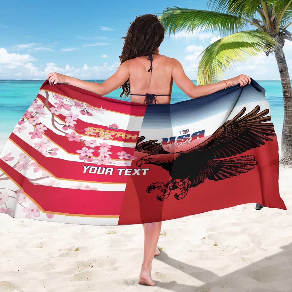 USA and Japan Rugby Custom Sarong Eagles Brave Blossoms Together Pacific - Wonder Print Shop