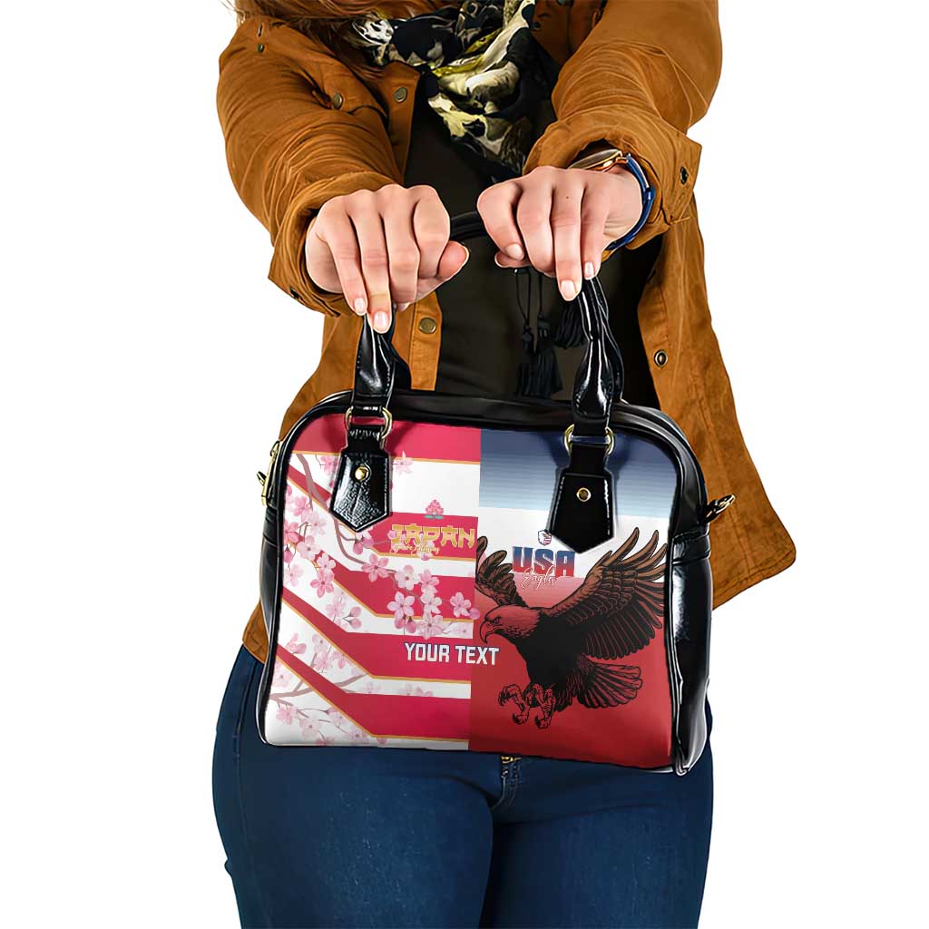 USA and Japan Rugby Custom Shoulder Handbag Eagles Brave Blossoms Together Pacific - Wonder Print Shop