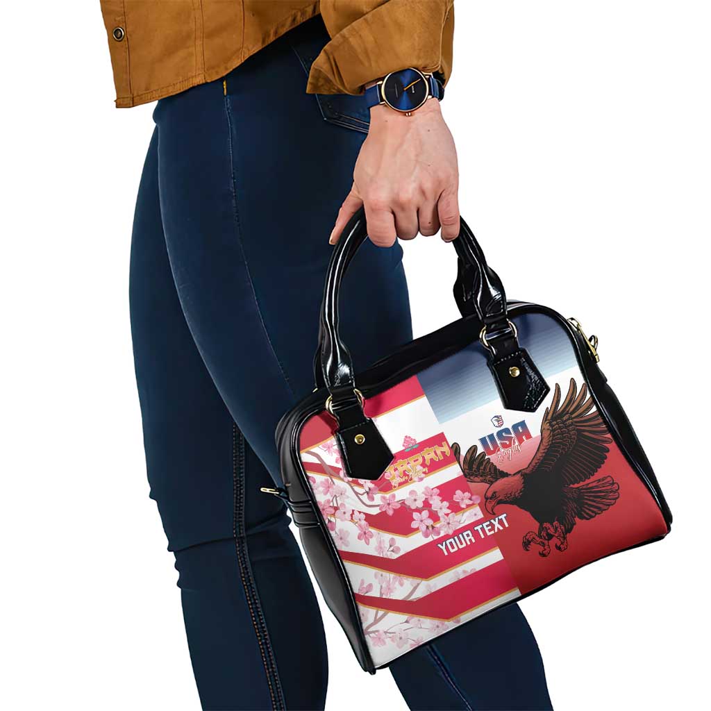 USA and Japan Rugby Custom Shoulder Handbag Eagles Brave Blossoms Together Pacific - Wonder Print Shop