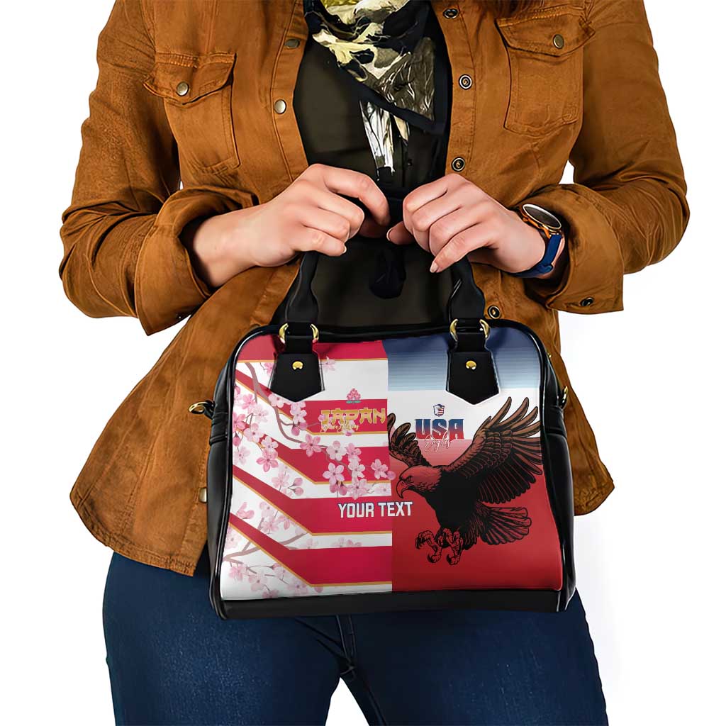 USA and Japan Rugby Custom Shoulder Handbag Eagles Brave Blossoms Together Pacific - Wonder Print Shop
