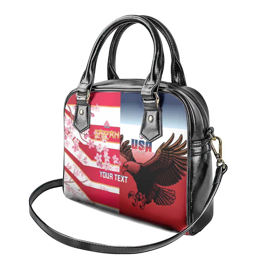 USA and Japan Rugby Custom Shoulder Handbag Eagles Brave Blossoms Together Pacific - Wonder Print Shop
