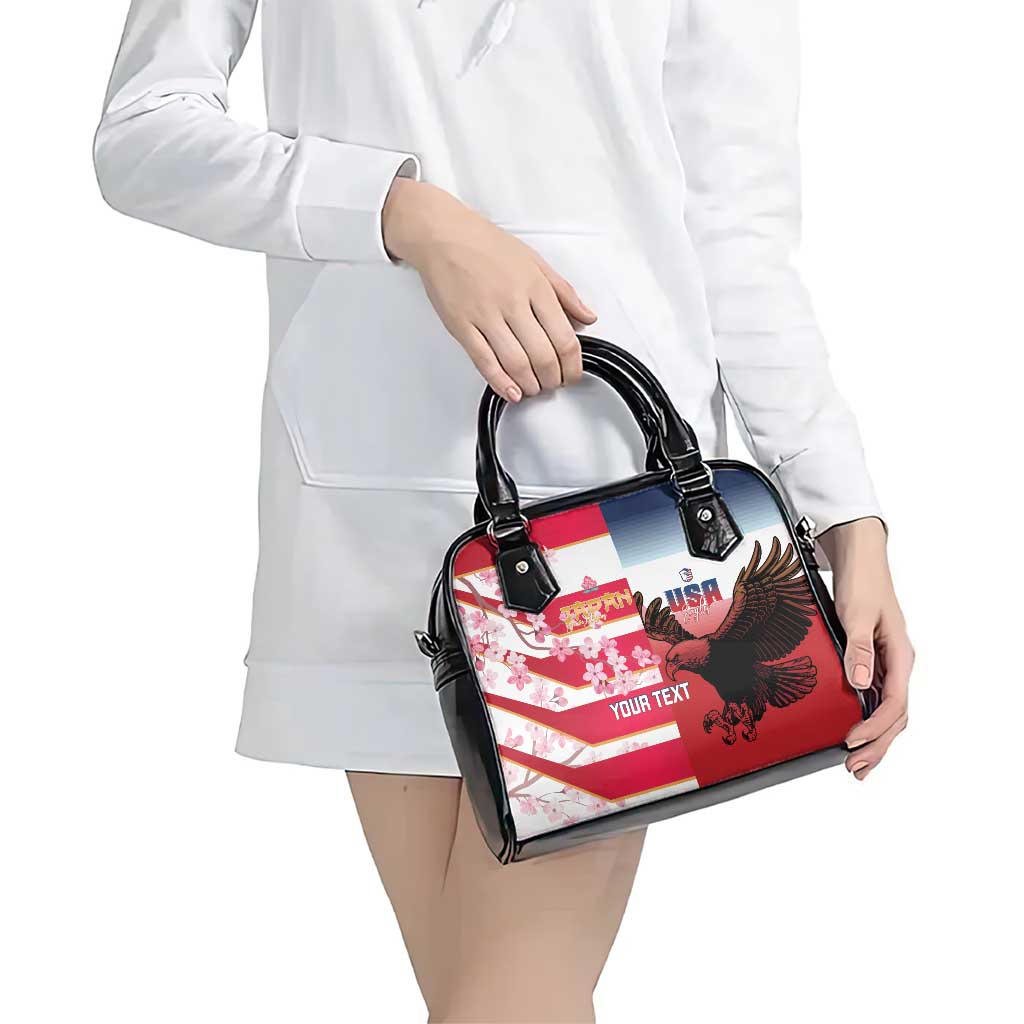 USA and Japan Rugby Custom Shoulder Handbag Eagles Brave Blossoms Together Pacific - Wonder Print Shop