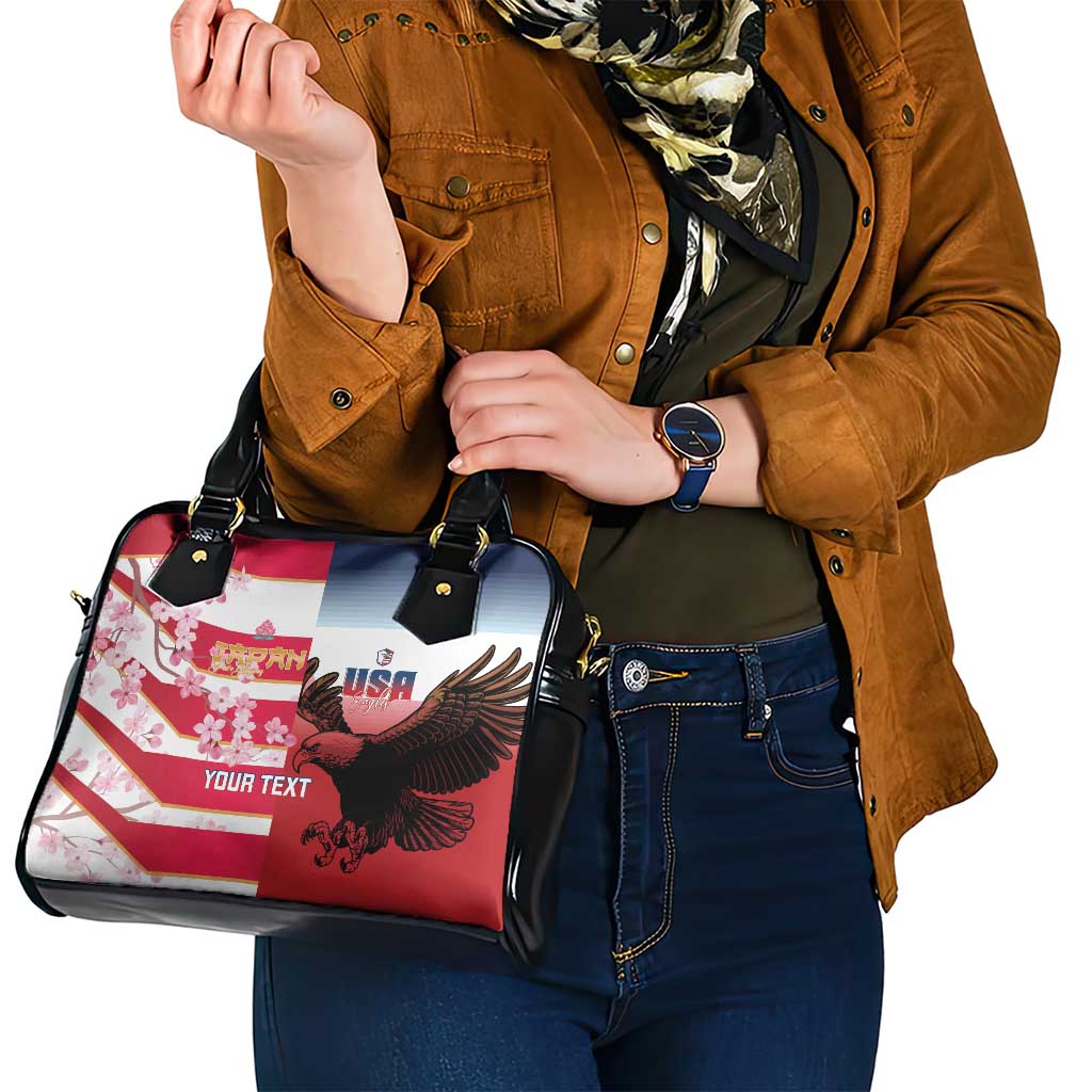 USA and Japan Rugby Custom Shoulder Handbag Eagles Brave Blossoms Together Pacific - Wonder Print Shop