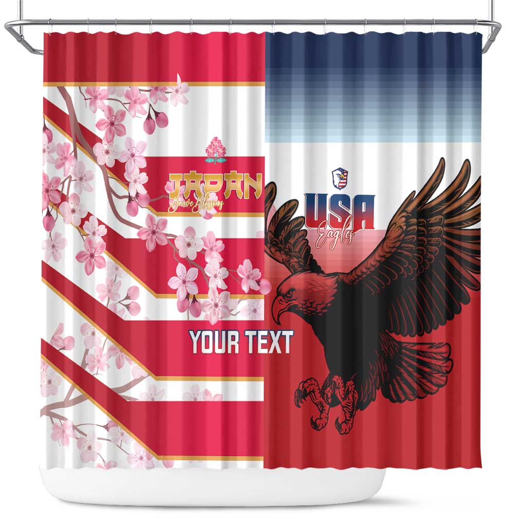USA and Japan Rugby Custom Shower Curtain Eagles Brave Blossoms Together Pacific - Wonder Print Shop