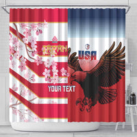 USA and Japan Rugby Custom Shower Curtain Eagles Brave Blossoms Together Pacific - Wonder Print Shop