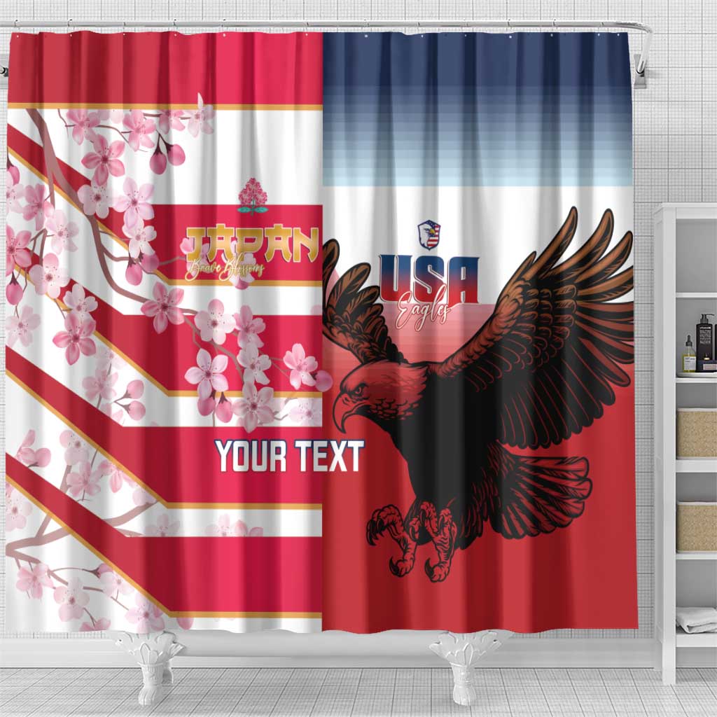 USA and Japan Rugby Custom Shower Curtain Eagles Brave Blossoms Together Pacific - Wonder Print Shop