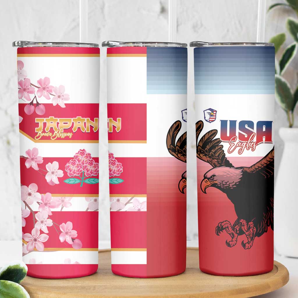 USA and Japan Rugby Skinny Tumbler Eagles Brave Blossoms Together Pacific - Wonder Print Shop