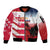 USA and Japan Rugby Custom Sleeve Zip Bomber Jacket Eagles Brave Blossoms Together Pacific - Wonder Print Shop