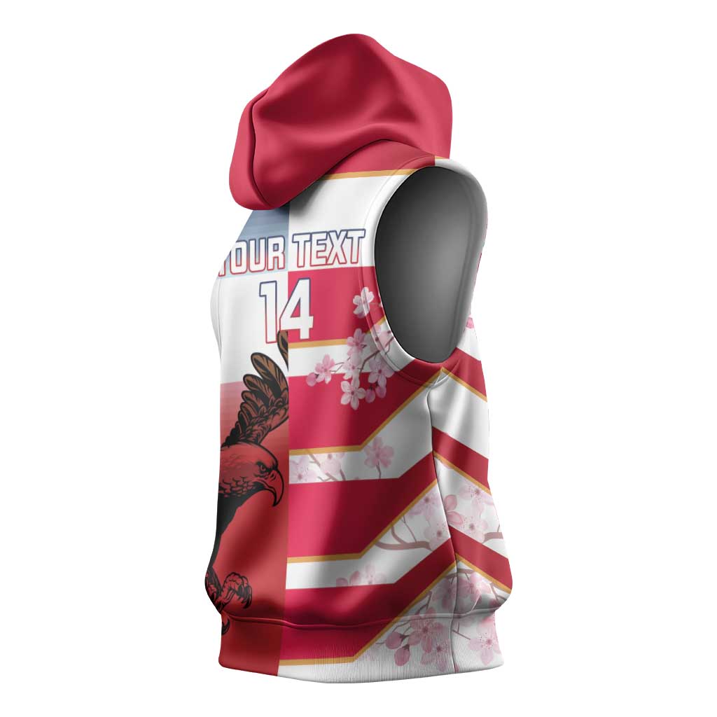 USA and Japan Rugby Custom Sleeveless Hoodie Eagles Brave Blossoms Together Pacific - Wonder Print Shop