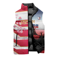 USA and Japan Rugby Custom Sleeveless Puffer Jacket Eagles Brave Blossoms Together Pacific - Wonder Print Shop