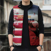 USA and Japan Rugby Custom Sleeveless Puffer Jacket Eagles Brave Blossoms Together Pacific - Wonder Print Shop