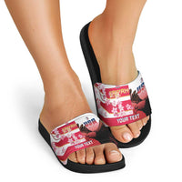 USA and Japan Rugby Custom Slide Sandals Eagles Brave Blossoms Together Pacific - Wonder Print Shop