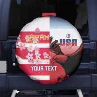 USA and Japan Rugby Custom Spare Tire Cover Eagles Brave Blossoms Together Pacific - Wonder Print Shop