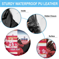 USA and Japan Rugby Custom Spare Tire Cover Eagles Brave Blossoms Together Pacific - Wonder Print Shop