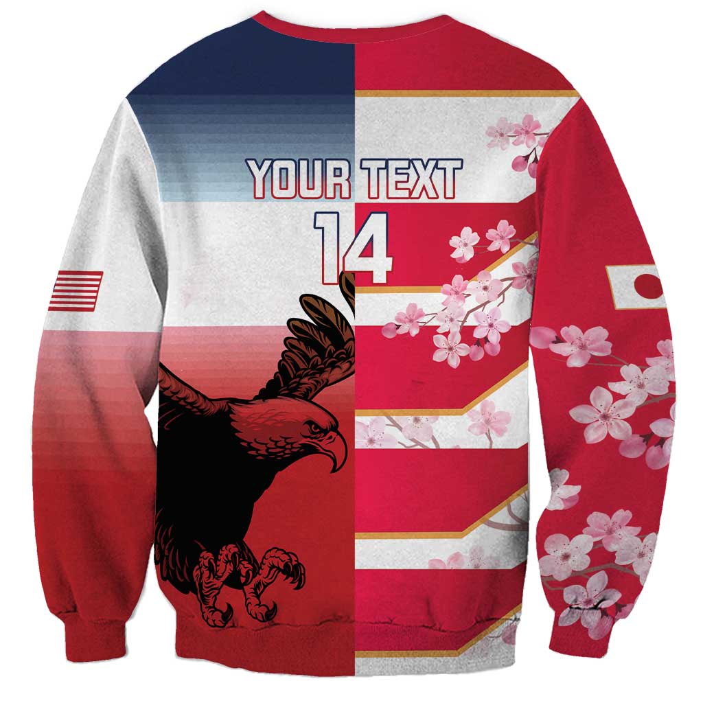 USA and Japan Rugby Custom Sweatshirt Eagles Brave Blossoms Together Pacific - Wonder Print Shop
