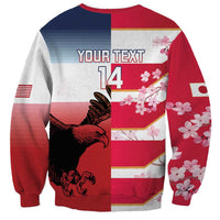 USA and Japan Rugby Custom Sweatshirt Eagles Brave Blossoms Together Pacific - Wonder Print Shop