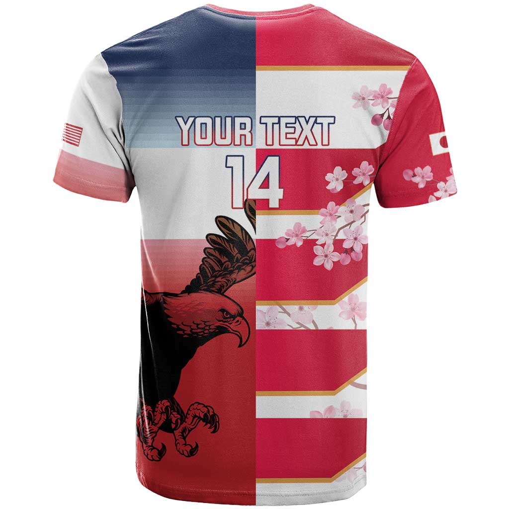 USA and Japan Rugby Custom T Shirt Eagles Brave Blossoms Together Pacific - Wonder Print Shop