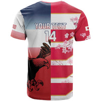 USA and Japan Rugby Custom T Shirt Eagles Brave Blossoms Together Pacific - Wonder Print Shop