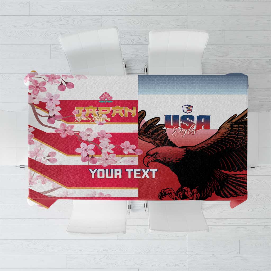 USA and Japan Rugby Custom Tablecloth Eagles Brave Blossoms Together Pacific - Wonder Print Shop