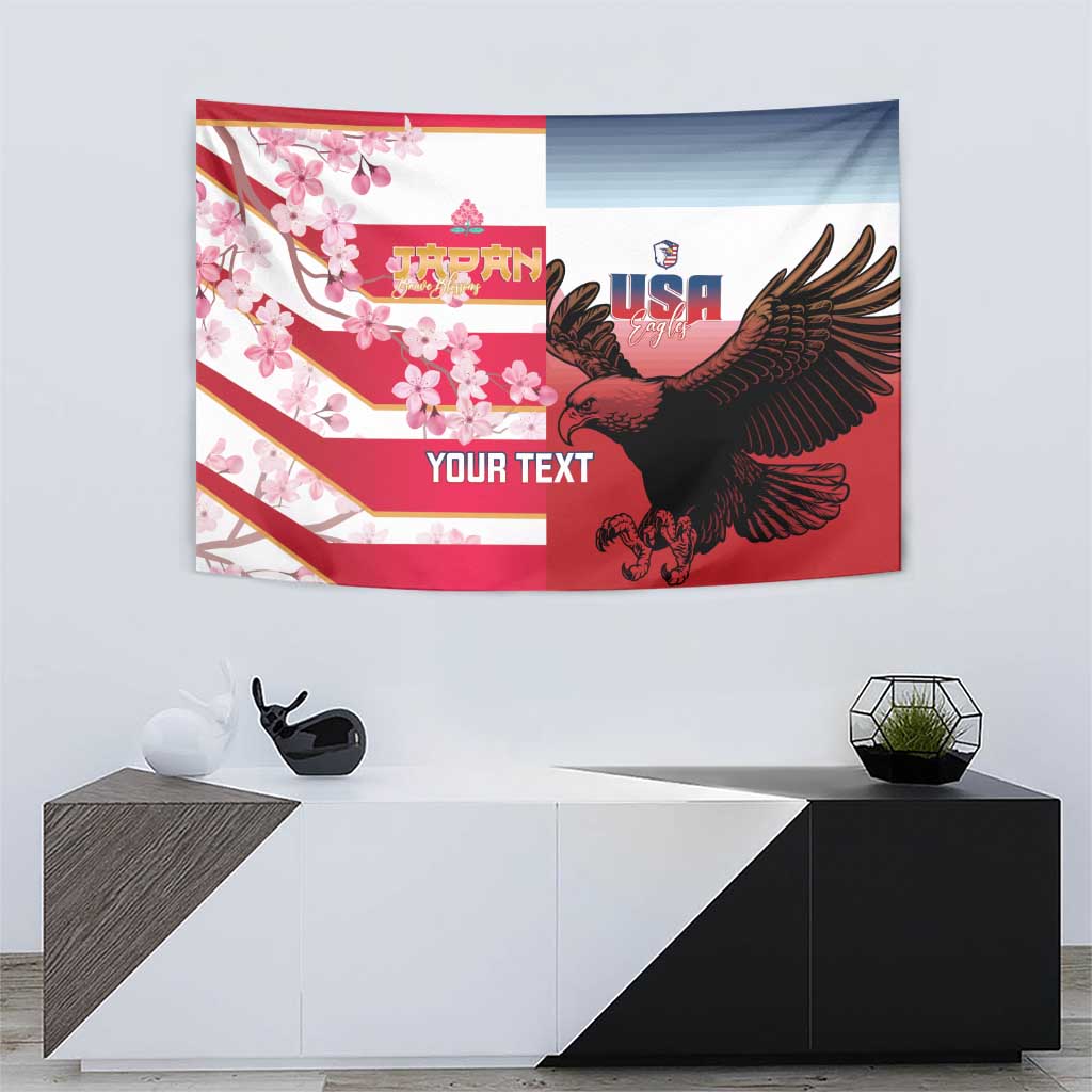 USA and Japan Rugby Custom Tapestry Eagles Brave Blossoms Together Pacific - Wonder Print Shop