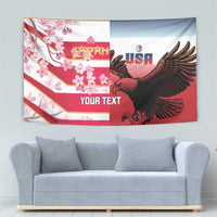 USA and Japan Rugby Custom Tapestry Eagles Brave Blossoms Together Pacific - Wonder Print Shop