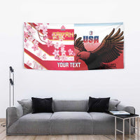 USA and Japan Rugby Custom Tapestry Eagles Brave Blossoms Together Pacific - Wonder Print Shop