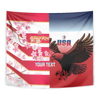 USA and Japan Rugby Custom Tapestry Eagles Brave Blossoms Together Pacific - Wonder Print Shop