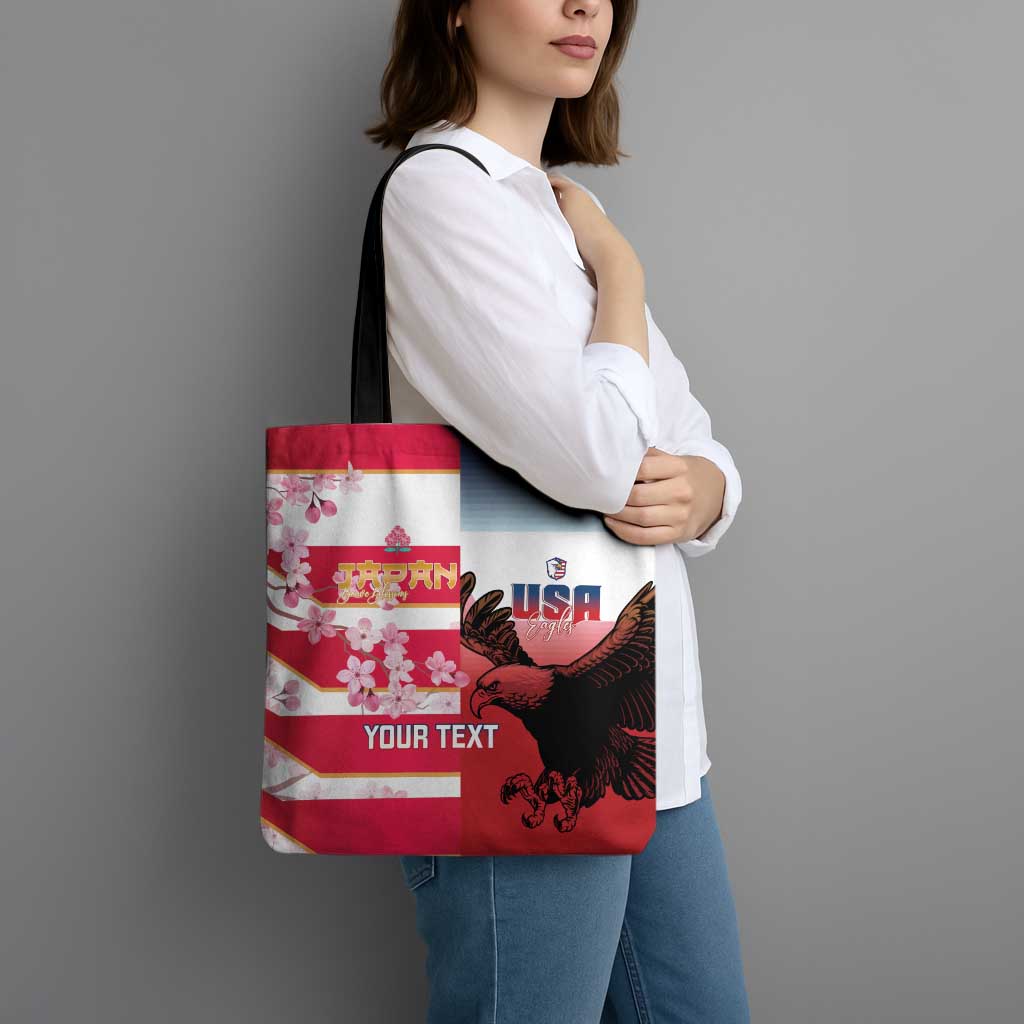 USA and Japan Rugby Custom Tote Bag Eagles Brave Blossoms Together Pacific - Wonder Print Shop