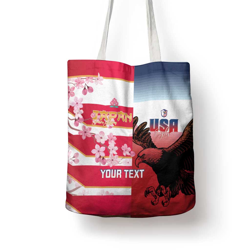 USA and Japan Rugby Custom Tote Bag Eagles Brave Blossoms Together Pacific - Wonder Print Shop