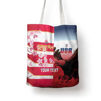 USA and Japan Rugby Custom Tote Bag Eagles Brave Blossoms Together Pacific - Wonder Print Shop