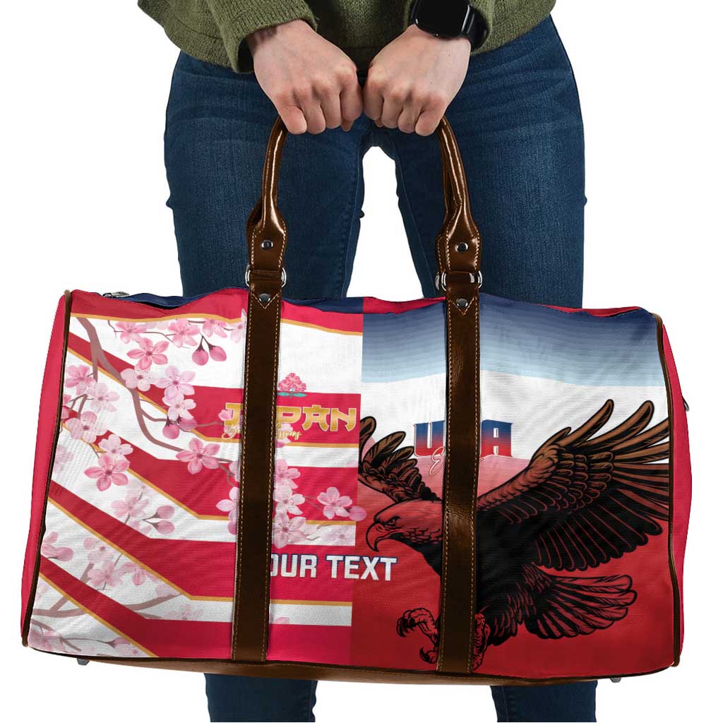 USA and Japan Rugby Custom Travel Bag Eagles Brave Blossoms Together Pacific - Wonder Print Shop