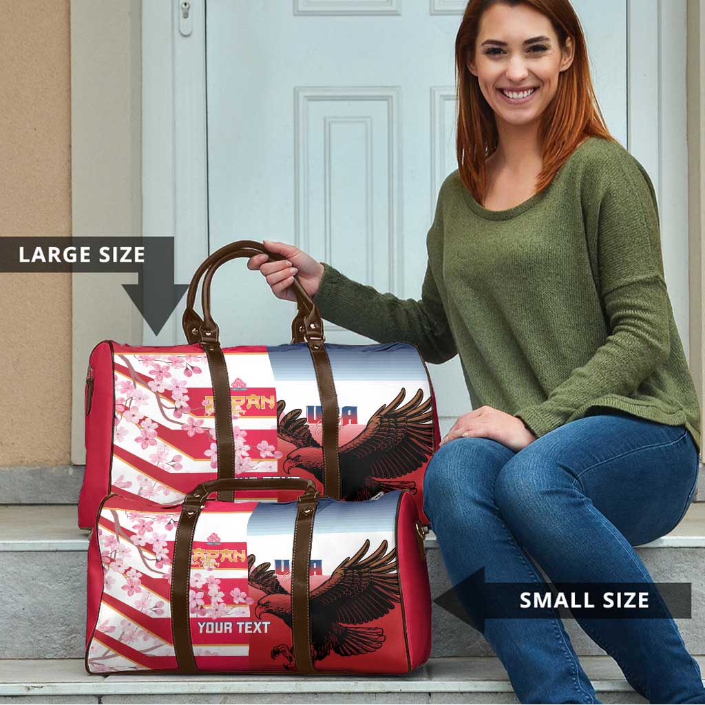 USA and Japan Rugby Custom Travel Bag Eagles Brave Blossoms Together Pacific - Wonder Print Shop