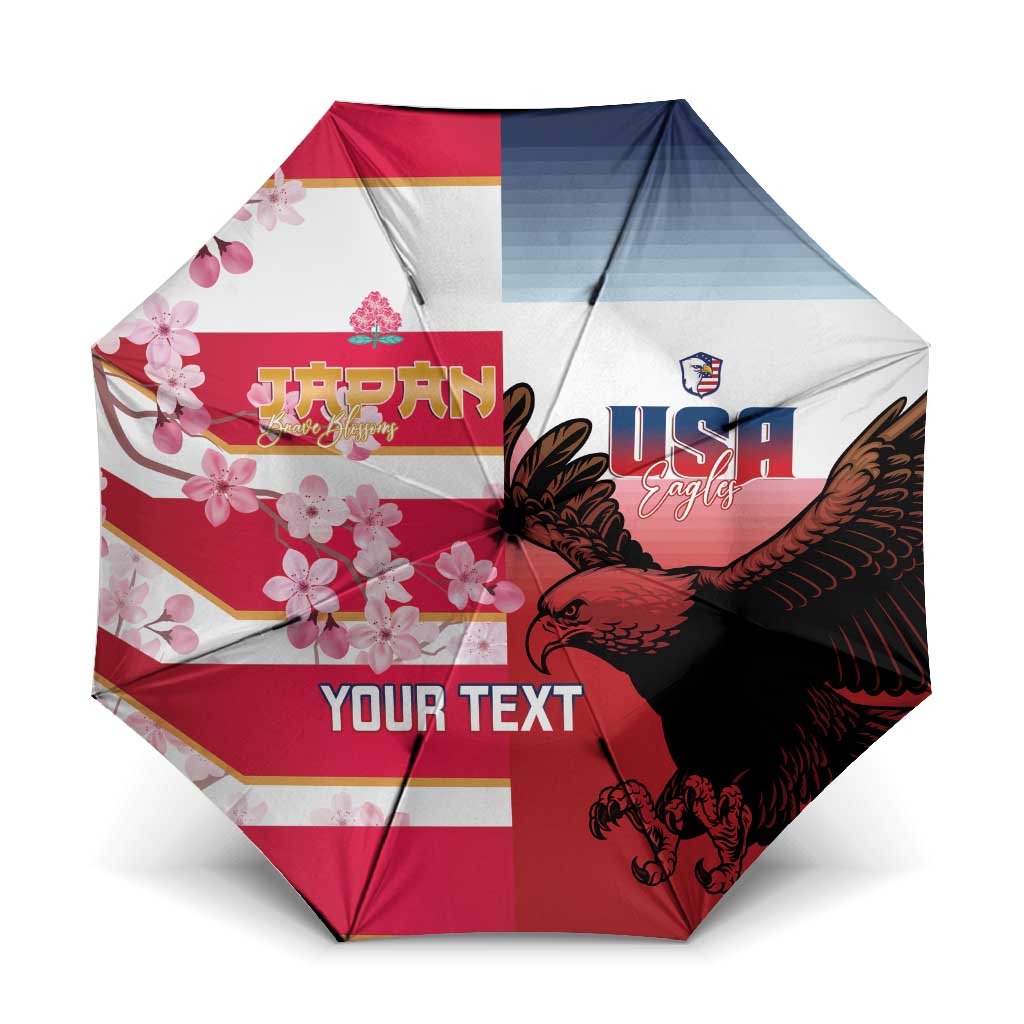 USA and Japan Rugby Custom Umbrella Eagles Brave Blossoms Together Pacific - Wonder Print Shop